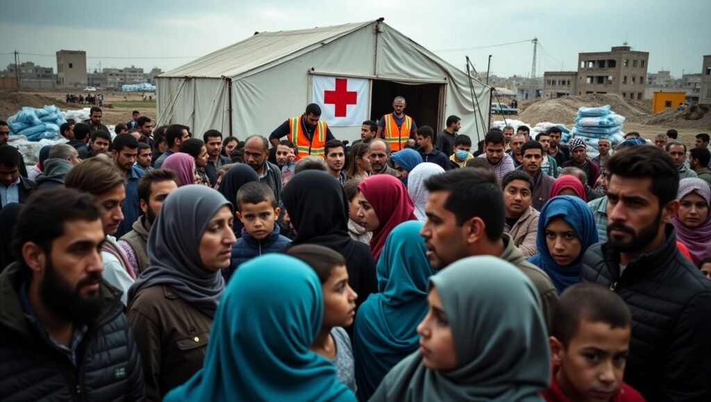 AI-generated image showing the humanitarian crisis and destruction in Gaza.