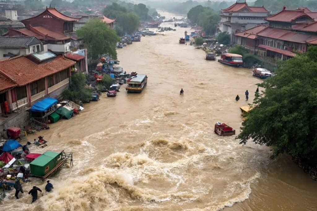 AI-generated image showing flood disaster in Miyun, Beijing